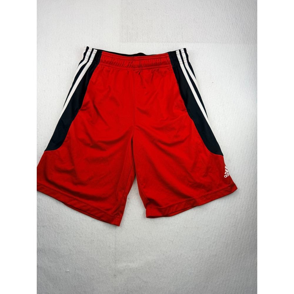 Adidas Mens Red Black White Striped Athletic Basketball Shorts Size Small